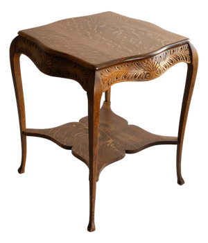 Antique Victorian Oak Side Parlor Table With Lovely Legs and Unique Shape