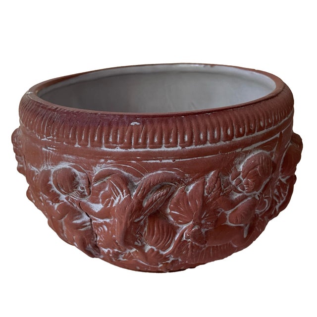 Art Nouveau Vintage Terra Cotta Cherub Planter For Sale - Image 3 of 6