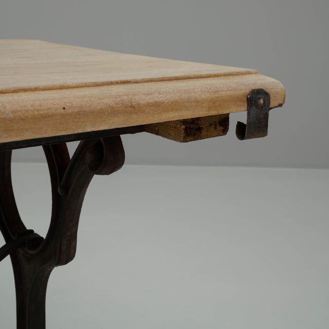 1900s French Metal Side Table With Wooden Top For Sale - Image 11 of 18