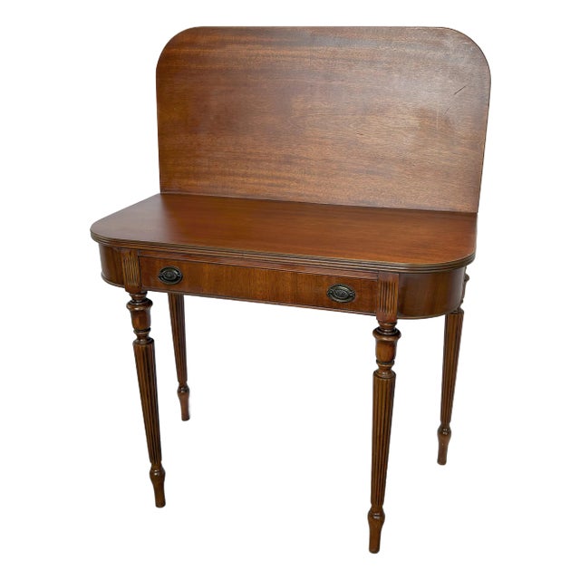 Vintage Federal Style Fold-Top Game Table With Drawer For Sale