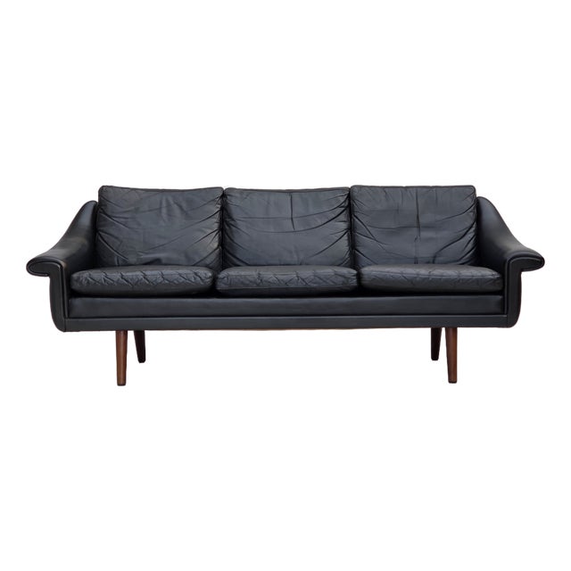 Vintage Danish Three-Seater Sofa in Leather by Aage Christensen, 1960s For Sale