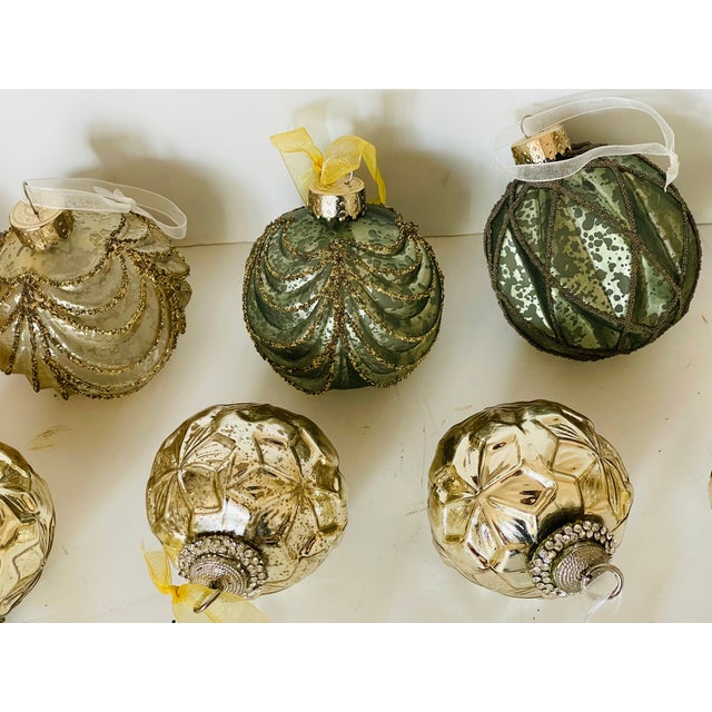 10 PCS Vintage Christmas Ornaments Glass Baubles For Sale - Image 4 of 6