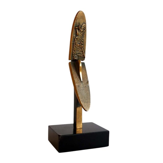 Black Modern Abstract Bronze Sculpture by Carlo Brera, 1970s For Sale - Image 8 of 8