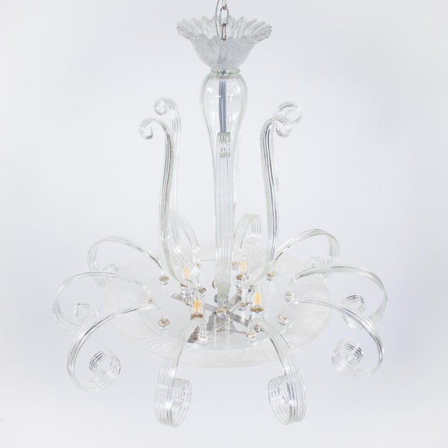 Mid-Century Modern Large MCM Rugiada and Cristallo Murano Chandelier Attributed to Ercole Barovier For Sale - Image 3 of 18