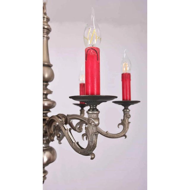 Antique Metal 6-Arm Chandelier For Sale - Image 4 of 6