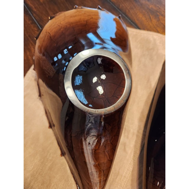 Brown Pair of Mid 20th Century Alfredo Barbini 17" Lattino Contribute (Cased) Shell Brown & Cream Bowls For Sale - Image 8 of 9