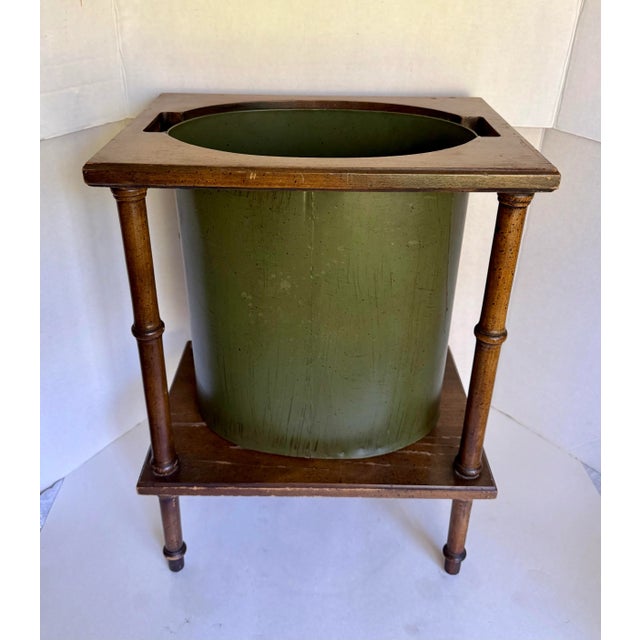 Green Traditional "Diplomat" Faux Bamboo and Green Metal Wastebasket by Brandt For Sale - Image 8 of 12