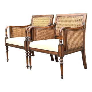 Vintage Coastal Cane Lounge Chairs - a Pair For Sale