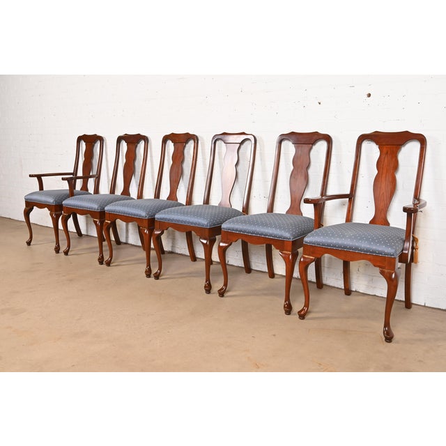 Harden Furniture Queen Anne Solid Cherry Wood Side Chairs or Dining Chairs, Pair For Sale - Image 10 of 11