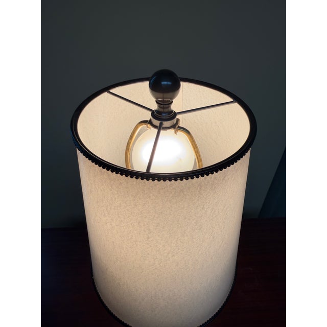 Neoclassical Neoclassical Solid Brass Table Lamp With Ivory Shade For Sale - Image 3 of 6