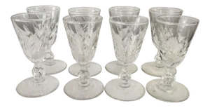 Mid-Century Cut Sherry Shot Glasses - Set of 8