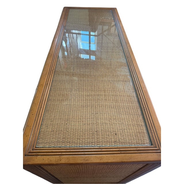 Vintage Drexel Woven Cane Bamboo Rattan Cabinet Credenza Buffet For Sale - Image 16 of 16
