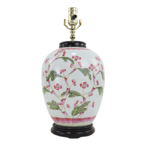 Vintage Chinese Porcelain Ginger Jar Table Lamp With Floral Design