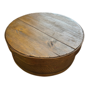Mid 20th Century Vintage Dufeck MFC Co Wooden Cheese Box Denmark With Black Ink Markings and Stamps
