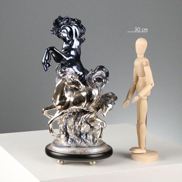 Metal Composition of Horses in Silver Foil attributed to Ottaviani Manufacture For Sale - Image 7 of 7