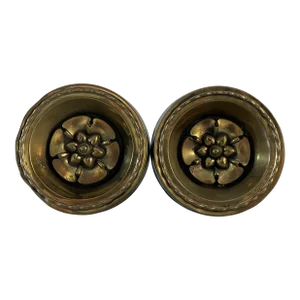 Large Antique 19th Century American Federal Empire Gilt Spun Brass Classical Drapery Tie Backs - a Pair