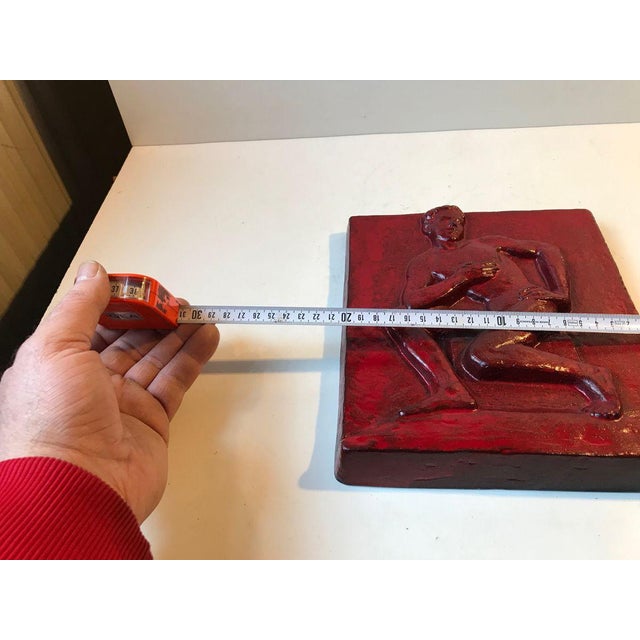 Paint Naked Man Cast Iron Relief Wall Plaque by Jørgen Gudmundsen-Holmgreen for A/S H. Rasmussen & Co - Odense, 1956 For Sale - Image 7 of 9