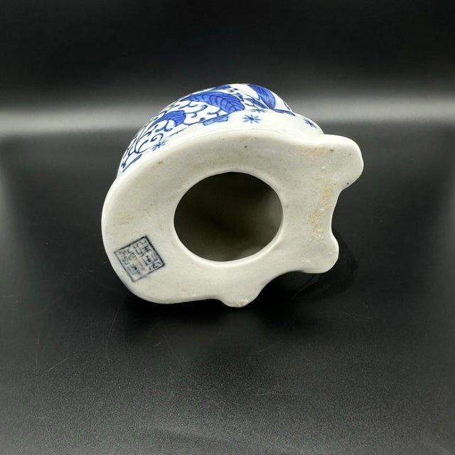 Blue Late 20th Century Vintage Blue and White Chinoiserie Qing Dynasty Porcelain Cat Figurine For Sale - Image 8 of 8