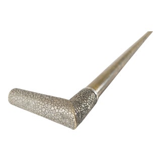 19th Century Silverplate and Brass Gadget Cane Walking Stick With Hidden Compartments For Sale