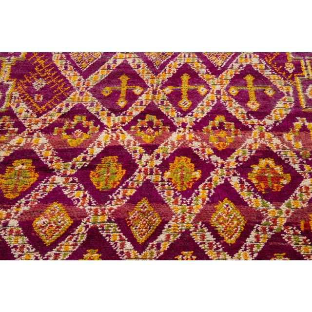 Mid-20th Century Vintage Tribal Moroccan Wool Rug in Purple For Sale - Image 9 of 9