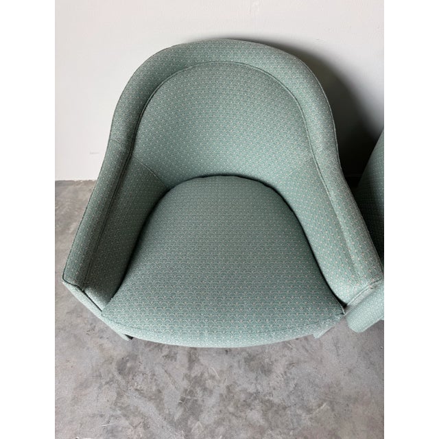 1980’s Vintage Selig Imperial-Style Barrel Back Upholstered Club Chairs – A Pair For Sale - Image 9 of 12