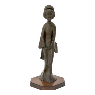 Tanya Poust Standing Geisha Patinated Bronze, 1964 For Sale