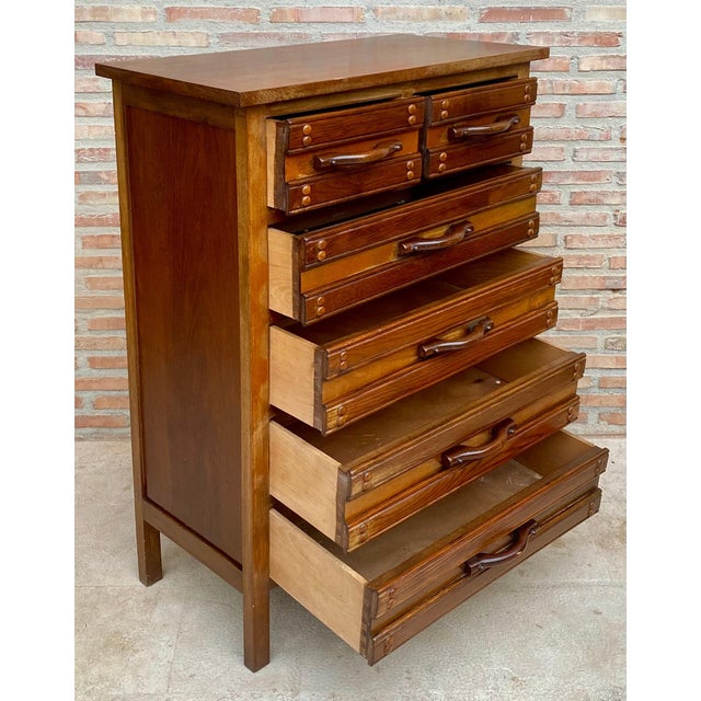 20th Century Spanish Tuscan Sifonier with Six Drawers in Carved Pine, 1950s For Sale - Image 11 of 18