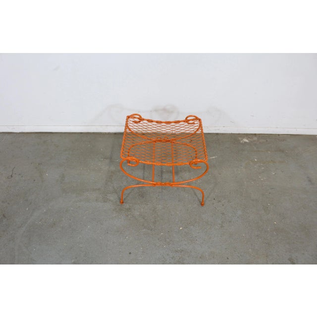 Vintage Mid-Century Modern Atomic Orange Metal Stool For Sale - Image 10 of 13