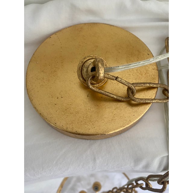 1980s Vintage Indoor Gold Art Deco Style Chandelier For Sale - Image 5 of 7
