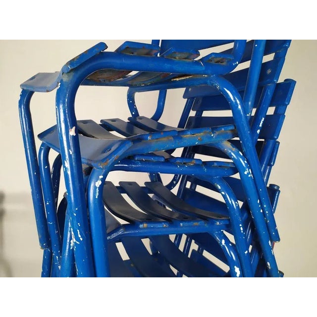 Blue Metal Dining Chairs, Set of 14 For Sale - Image 13 of 18