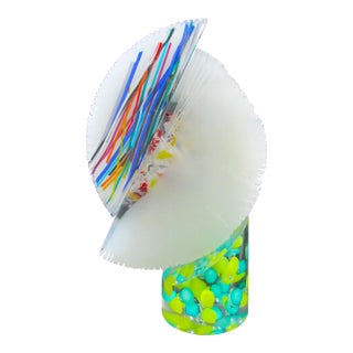 1990s Large Venetian Studio Pino Signoretto Abstract Modernist Glass Sculpture Attributed to Murano For Sale