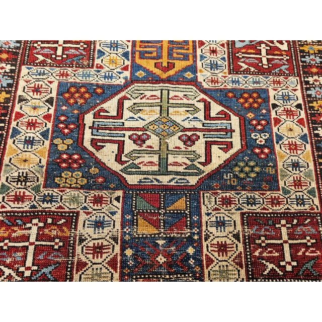 Antique Caucasian Shirvan Area Rug, Handwoven Wool, Geometric Medallion, 3' x 5' For Sale - Image 14 of 17
