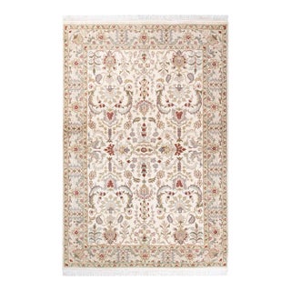 Mogul, One-of-a-Kind Hand-Knotted Area Rug - Ivory, 4' 2" x 6' 3" For Sale