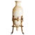 Vintage French Alabaster Vase + Gilt Metal Stand For Sale