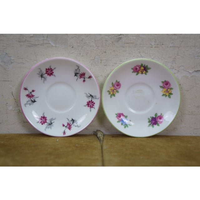 Late 20th Century Vintage Shelley England Porcelain Bone China Floral Demitasse Cups Saucers - 5 pcs For Sale - Image 5 of 15