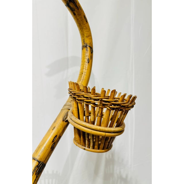 Modern Pair Vintage Italian Rattan & Bamboo “Snake” Plant Stands For Sale - Image 3 of 10