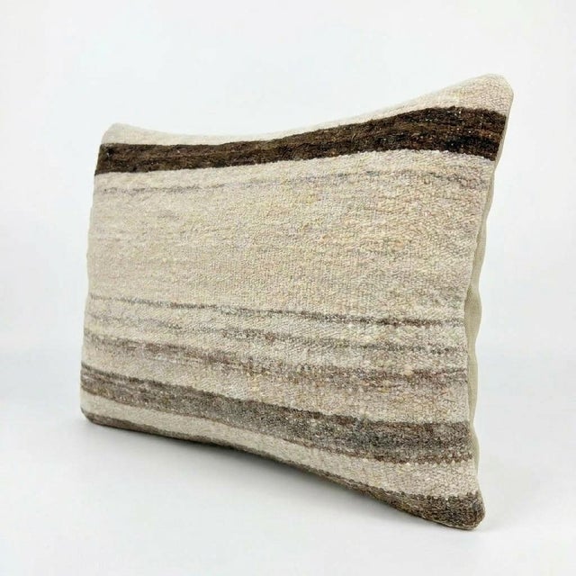Mid-Century Modern Striped Kilim Lumbar Pillow Cover 16'' X 23'' For Sale - Image 3 of 4