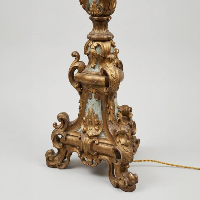 Large Rococo Style Carved Wooden Floor Lamp, 1800s For Sale - Image 4 of 11