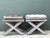 Vintage Tufted Velvet X Benches - A Pair For Sale - Image 9 of 12