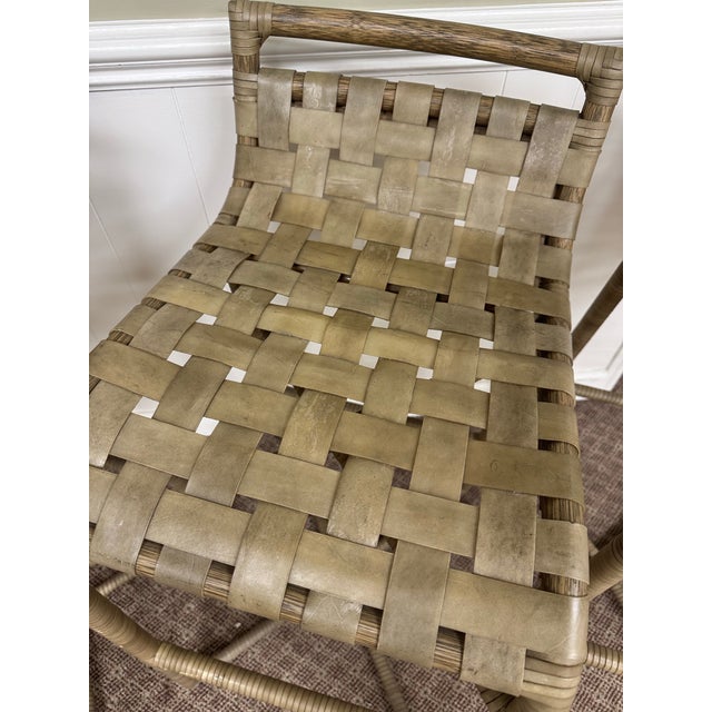Baker / McGuire Steven Volpe Organic Rawhide Crin Bar Stools- Set of 4 For Sale - Image 10 of 12