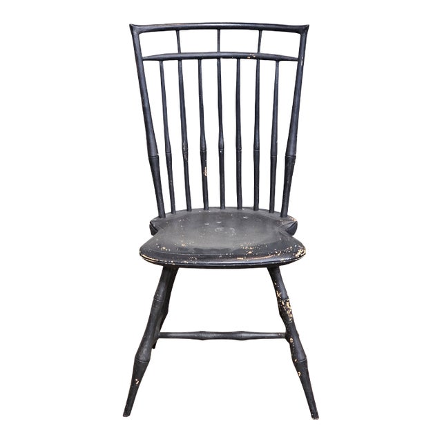 Bench Made Black Bird Cage Style Windsor Chair Made by New York Artisian For Sale
