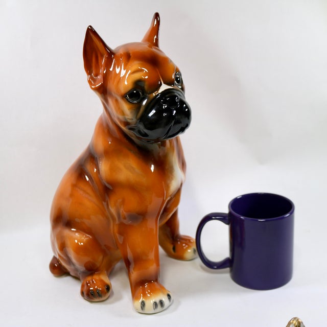 Mid-Century Italian Hand Painted Boxer Puppy Large Figurine For Sale - Image 13 of 13