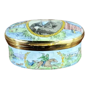 Crummles & Co., England; Robert Burns, Poet: "Auld Lang Syne" Fine Enamel Oval Box