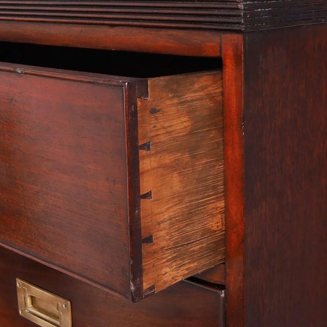 Antique British Colonial Campaign Chest on Cabinet For Sale - Image 9 of 10
