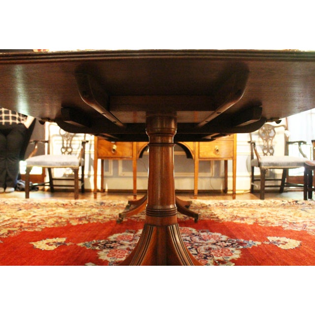 Wood Early 20th Century English Georgian Style Double Pedestal Banquet Dining Table For Sale - Image 7 of 8