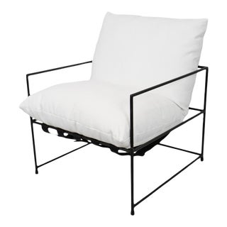 Plush White & Black Accent Chair For Sale