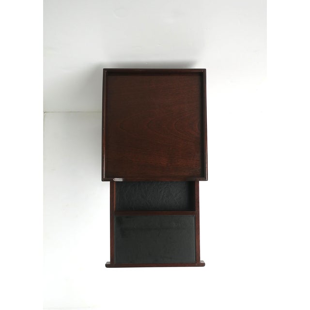 Wood Telephone Table Mahogany Wood Leather, Two Avail. For Sale - Image 7 of 12