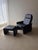 Set of DS 50 Lounge Chair with Ottoman in Dark Blue Leather from de Sede For Sale - Image 4 of 18
