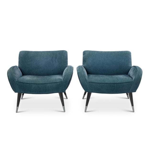 Mid-Century Modern Pair of Italian Mid-Century Modern Sculptural Lounge Chairs, in the Style of Gio Ponti, Circa 1950s For Sale - Image 3 of 9
