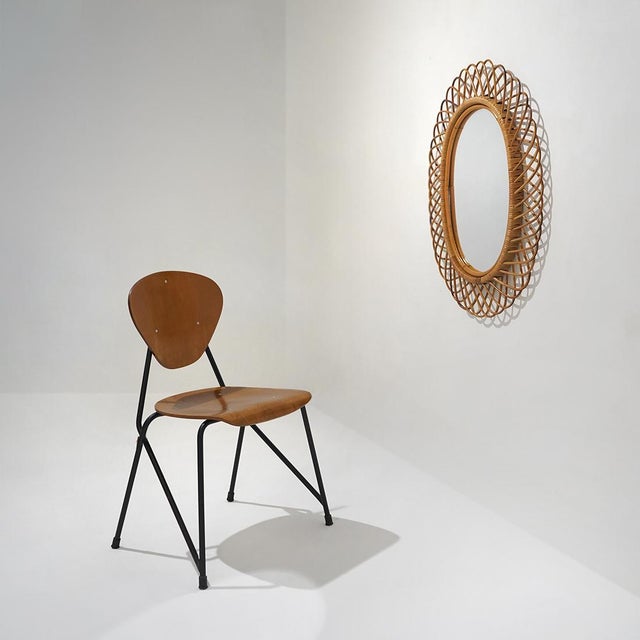 Vintage Wall Mirror with Rattan Frame, 1950s For Sale - Image 15 of 16